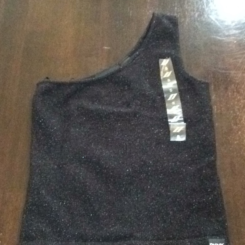 DKNYJeans one shoulder crop sweater silver shimmer
